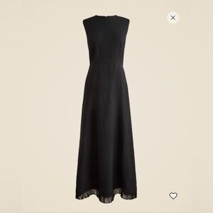 J. Crew fringe-trimmed midi dress in boucle, black, 6, NWT
